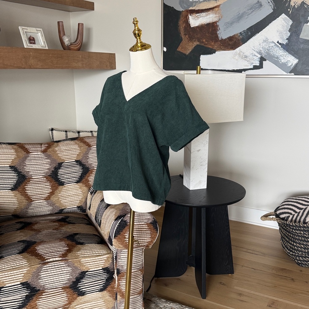 Madewell Collette Drapey Corduroy V Neck Top - Picture 5 of 10